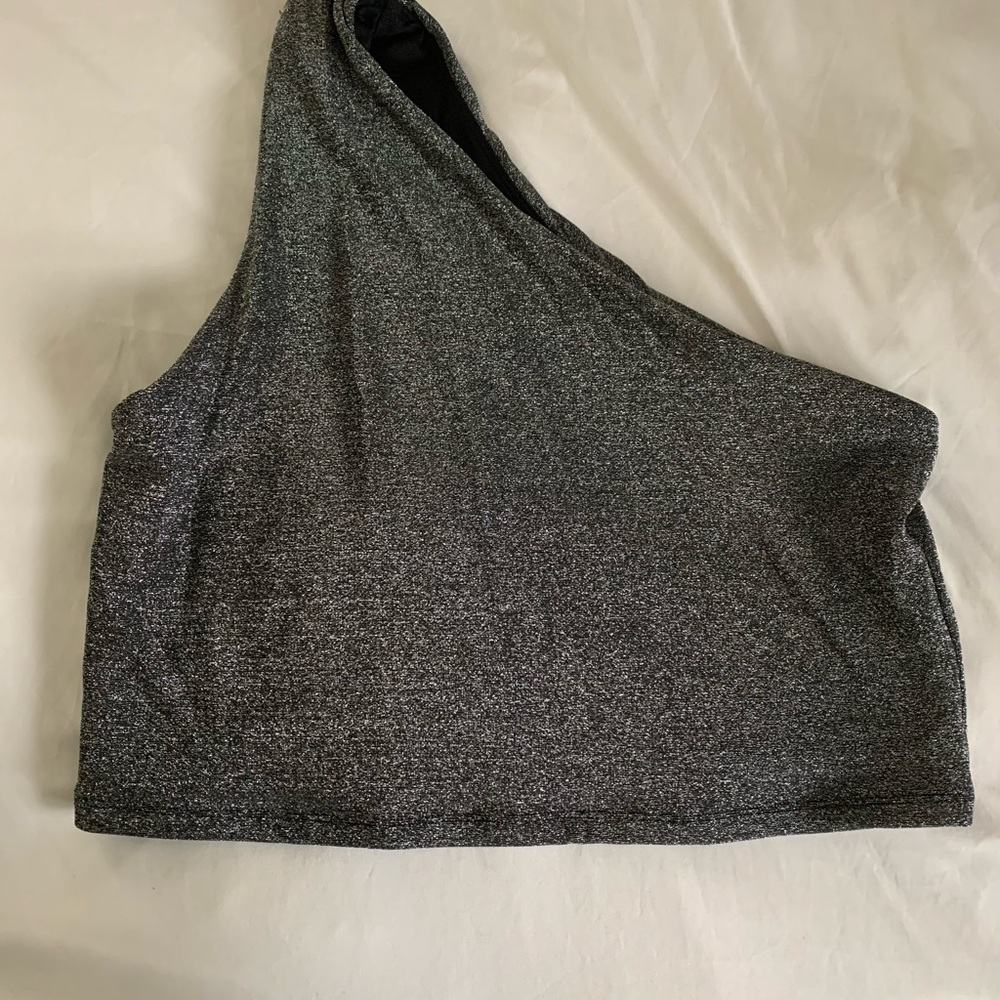 Klassy Network Sparkly silver one shoulder Crop Top